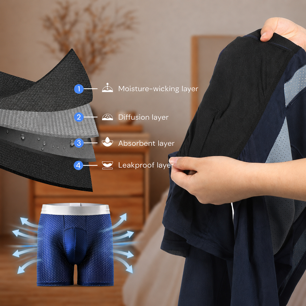 LAST DAY 70% OFF 🔥 Ultimate Leakproof IceSilk Mesh Men's Boxer