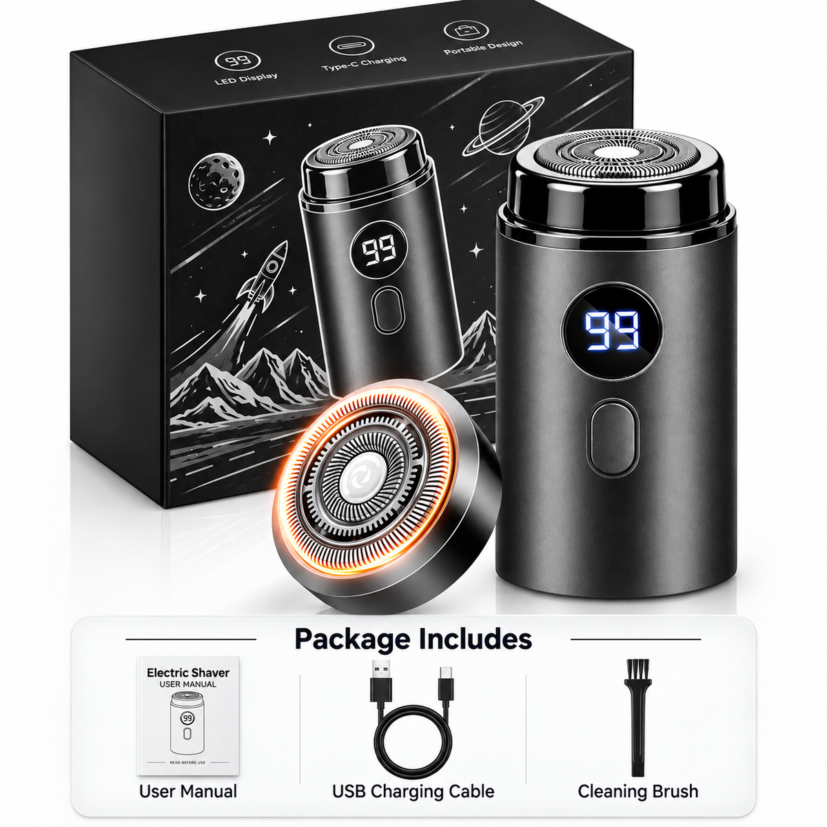 🔥 EXCLUSIVE 70% OFF + 🎁 2026 Upgraded Portable Men's Electric Shaver ⚡Full-Body Grooming |9,900RPM Motor |Smart LED Display