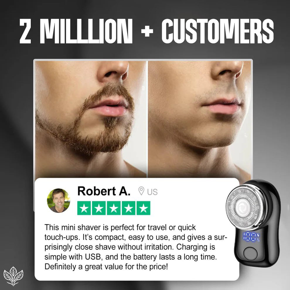 EXCLUSIVE 70% OFF + 🎁🪒 2026 Upgraded Mini-Shave Portable Electric Shaver | 2M+ Sold Worldwide🏆9,900RPM Power | LED Battery Display | IPX7 Wet & Dry Use
