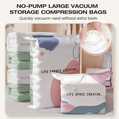 Pump-Free Vacuum Compression Bags, Large Size