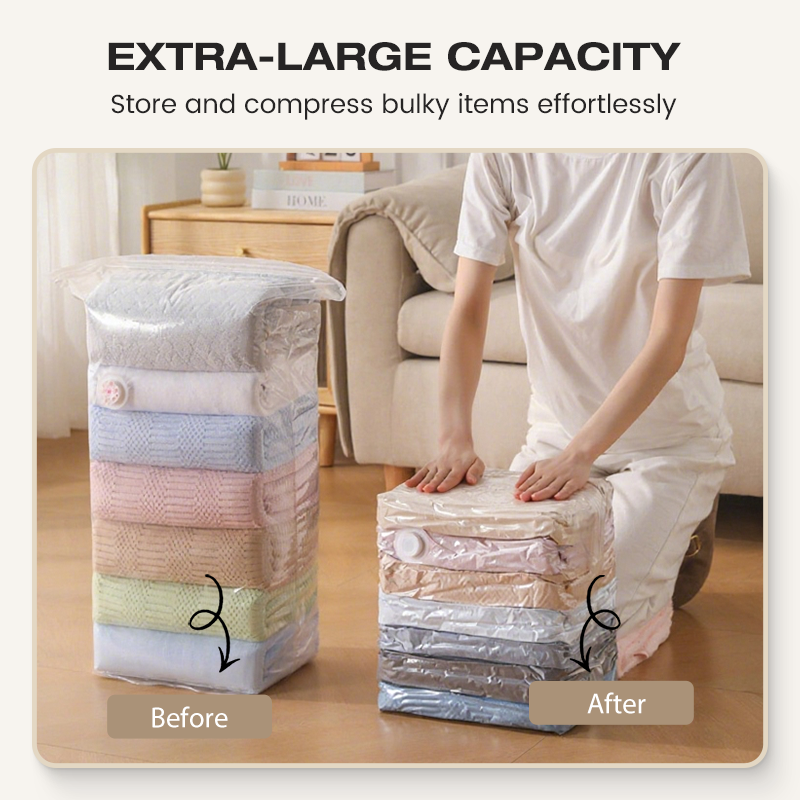 Pump-Free Vacuum Compression Bags, Large Size